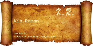 Kis Rabán névjegykártya